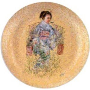 Yasuko Oriental Gold Edna Hibel  plate  Rosenthal W. Germany 10" gold overlay